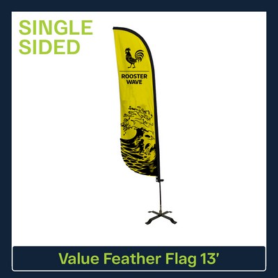 Value 13' Feather Flag - Single Sided Graphic Black X Base