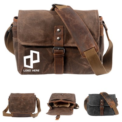 Canvas Camera Shoulder Bag W/ Two Pockets