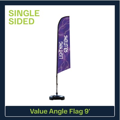 Value 9' Angle Flag - Single Sided Graphic Water Base