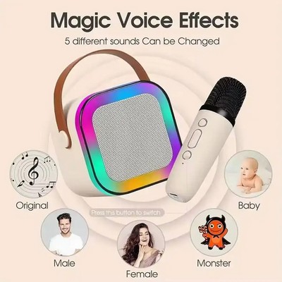 Outdoor Mini Portable BT Karaoke Speaker with RGB LED Lighting and Microphone