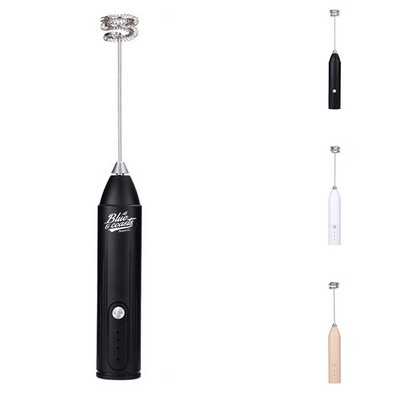 USB Rechargeable Handheld Milk Frother with 2 Whisk Head