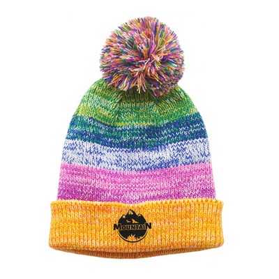 Colorful Knit Pompom Winter Beanie