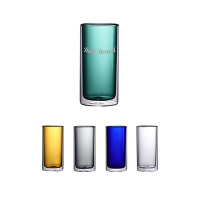 8 oz. Color Clear Double Layer Glass Drinking Mug