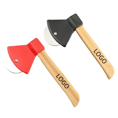 Axe-Shaped Pizza Cutter With Bamboo Handle