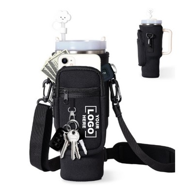 Water Bottle Carrier Bag with Phone Pocket for 40oz Tumbler.