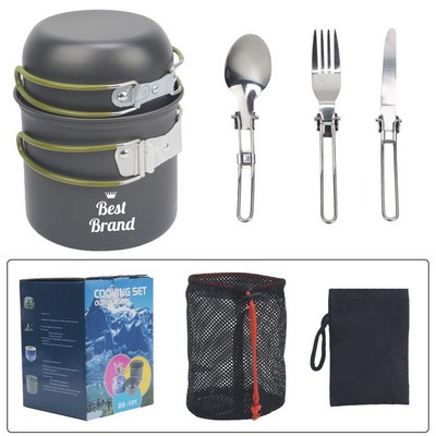 Portable Camping Cookware Set With Pots And Utensils