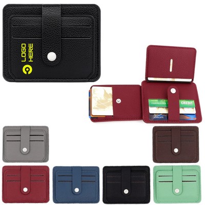 Lychee Pattern Foldable 13-Card Slot Pu Card Holder