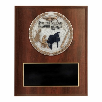 Dark Cherry Finish and Cast Stone Resin Music Piano Plaque (6"x 8")