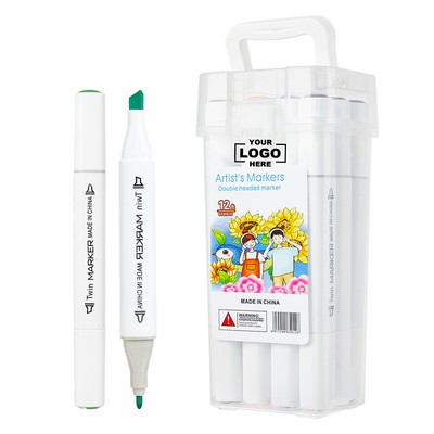 Art Markers 12 Colors Dual Tips Drawing Pens Set