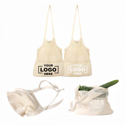 Cotton Canvas Mesh Beach Tote Bag