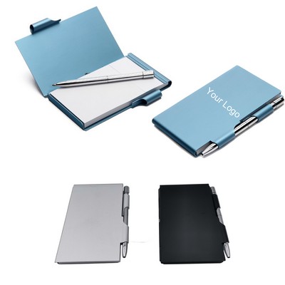 Metal Pocket Notebook with Pen and Refillable Paper