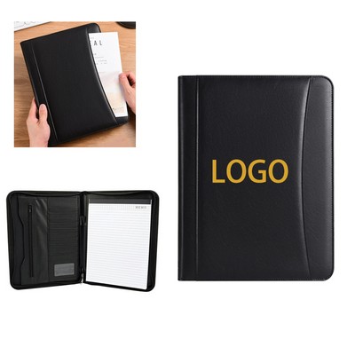 A4 Faux Leather Business Zipped Conference Manager Folder Portfolio Organiser With Memo Pad