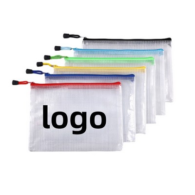 Thickened Waterproof Zipper Type Transparent Mesh A4 Document Bag