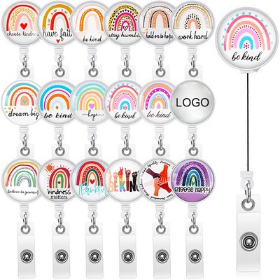Custom Epoxy Retractable Badge Holder with Alligator Clip for Nurse Teacher Student ID Name Tags