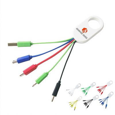 Multi-Color 4-in-1 Charging Cable Keychain with Finger Loop
