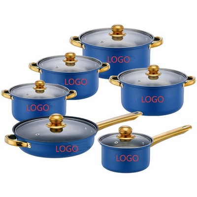 12-Piece Heavy-Duty 401 Stainless Steel Kitchen Cookware Set