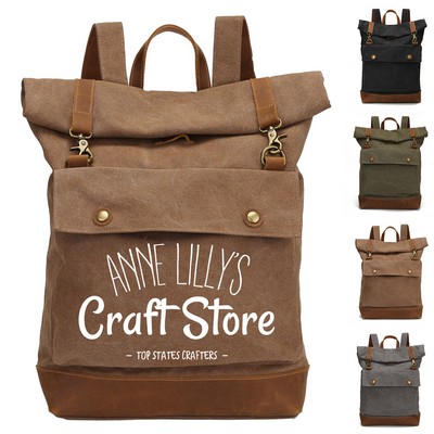 Canvas and Leather Laptop Backpack