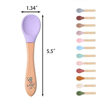 Silicone Baby Spoon With Wooden Grip