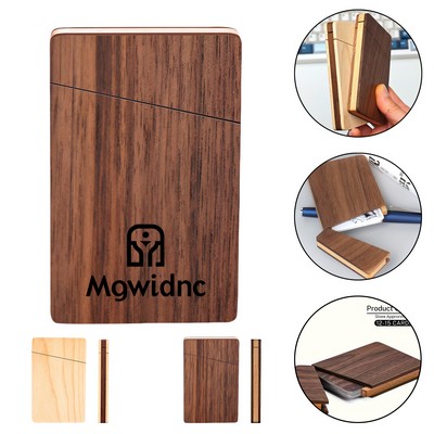Walnut Business Card Holder Portable Wooden Card Case Compact
