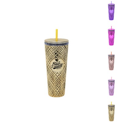 23.7oz Double Layer Plastic Straw Tumbler