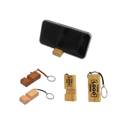 Wooden Phone Stand Keychain - Compact & Functional