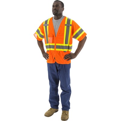 Majestic 75-3302 Hi-Viz Mesh Vest with DOT Striping, ANSI 3