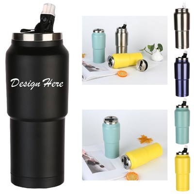 15oz Stainless Steel Insulated Can Travel Tumbler With Straw