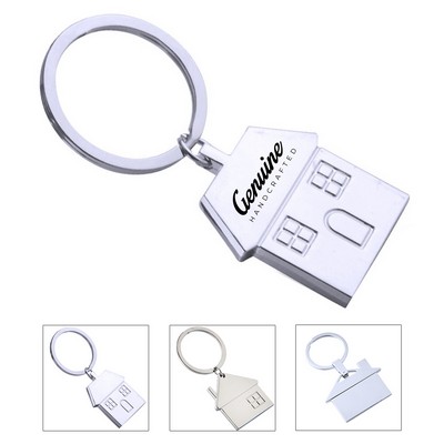 House-Shaped Metal Keychain