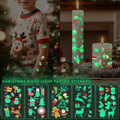 Christmas Kids Cartoon Glow-in-the-Dark Tattoo Stickers