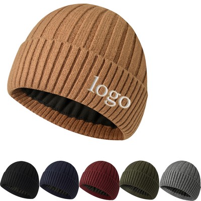 Fleece-Lined Warm Knitted Hat