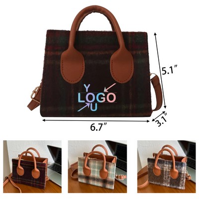 Canvas Mini Checkered Crossbody Purse