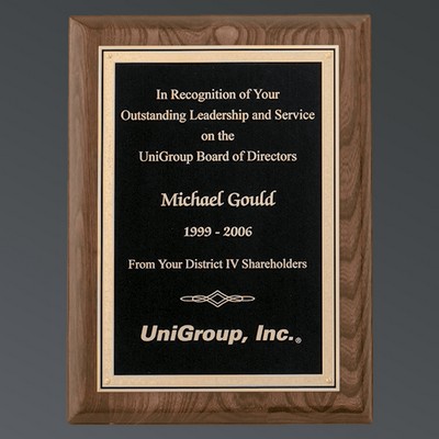 Premium Walnut Piano Finish Rectangle, Textured Black Plate w/Florentine, Large (9"x12")