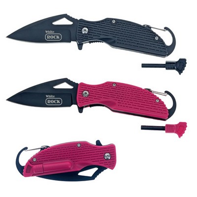 Lightweight Pocket Knife with Fire Starter & Carabina Clip
