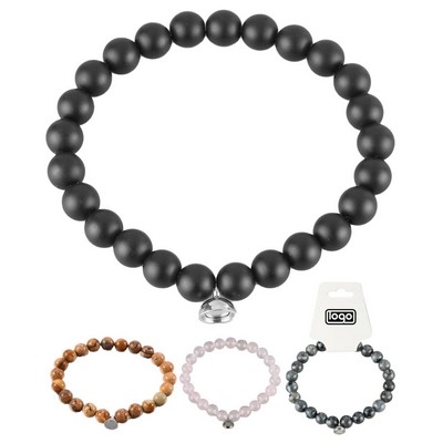 Natural Lava Stone Couple Bracelets with Magnet Bond Design