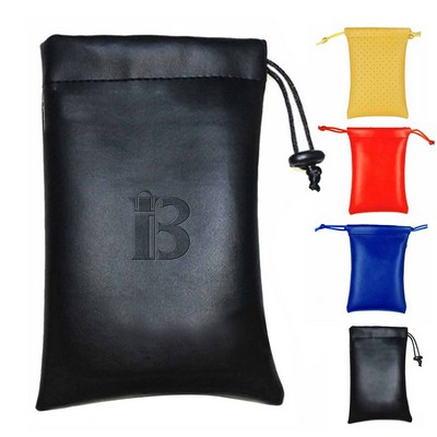 PU Leather Drawstring Pouch Bag