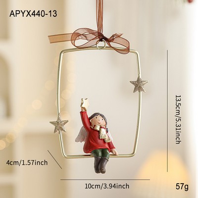 Resin Painted Christmas Ornaments Vintage 3D Bell Hanging Decorations