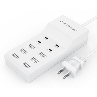 Smart Fast Charge USB Charger Adapter 6-Port USB and 4 TYPE-C Charging Station