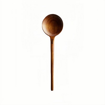 Large Japanese-Style Long Handle Wooden Soup Ladle for Hot and Cold Dishes