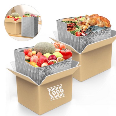 14"X 11.5"X 9.6" Aluminum Foil Insulated Liner Styrofoam Cold Delivery Carton Box with Thermal Bag