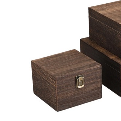 Square Shape Natural Wood Case With Lock