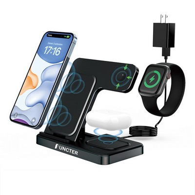 Foldable Wireless Charger Station Magnetic Wireless Charger W/A Charger Plug