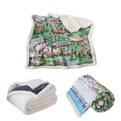 Double Layer Printed Sherpa Fleece Blanket