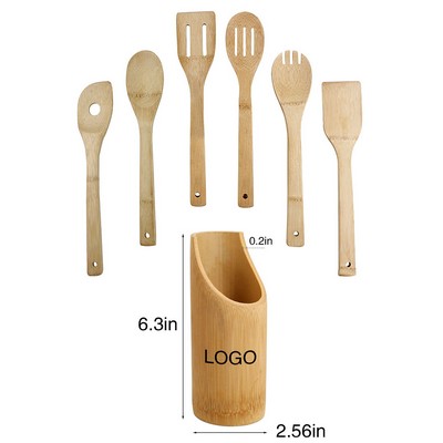 6-Piece Bamboo Kitchen Utensil Set For Kitchen Cooking