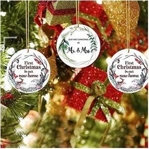 3" Round Ceramic Ornaments with String