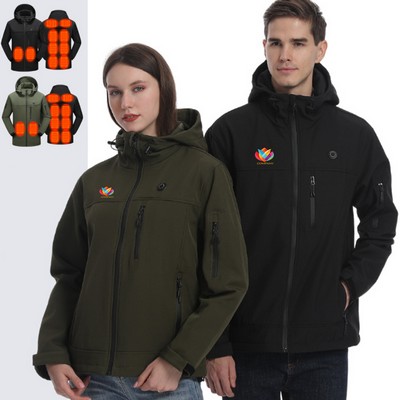 USB Heated Hooded Jacket - 10 Heating Zones