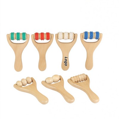 Solid Wood Slingshot Shaped Portable Massage Roller Tool
