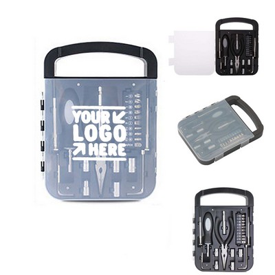 22Pcs Compact Home Repair Tool Kit With Clear Case