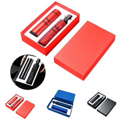 Digital Display Thermal Flask Plus Automatic Umbrella Gift Set
