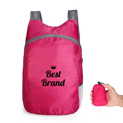 Polyester Foldable Travel Backpack with Storage Pouch