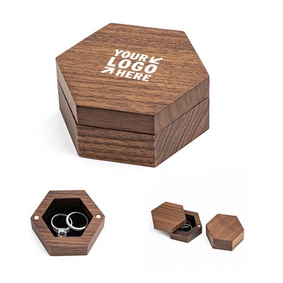 Hexagonal Walnut Wood Jewelry Gift Box